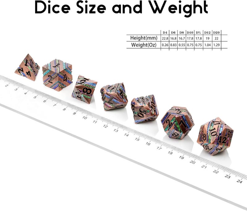 DNDND Stripe Metal Dice, Metallic Glitter Stripes DND Dice with Gift Metal Box for Dungeons and Dragons Tabletop Game (Colorful Stripes) - Image 5